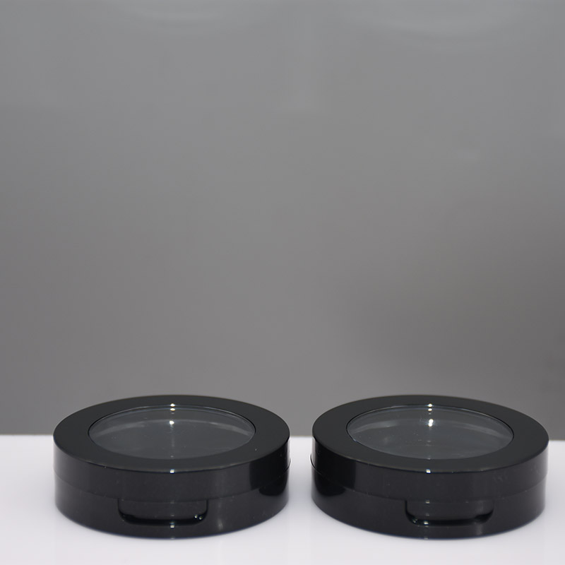 RO-EB024 Black circular polished eyeshadow container
